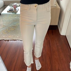 Zara Ecru High-Waisted Kick Flare Jean